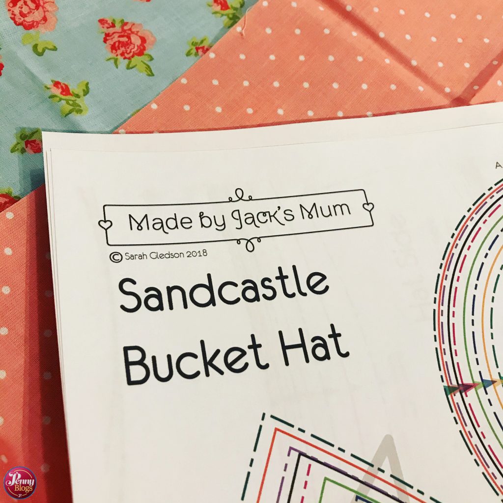 Sandcastle Bucket Hat Made By Jack's Mum - picture shows the pattern and my chosen fabric